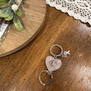 Coach Pink Glitter Heart Keychain